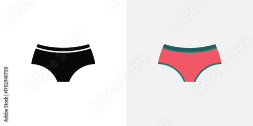 Underwear Icons Black Silhouette of Panties and a Pink with Green Trimmed Garment