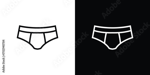 Underwear Illustration Black Outline on White and White Outline on Black Backgrounds Design