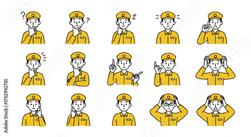 Expressive worker icons showing confusion, thought, and worry for business communication needs