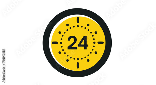 Dynamic 24 hour service icon symbolizing speed, efficiency, and round the clock availability