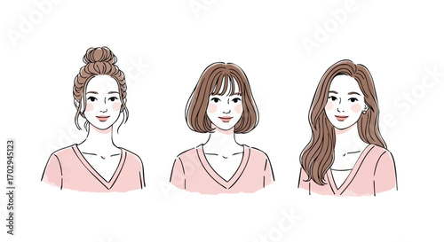 Chic women showcasing diverse hairstyles for modern beauty and fashion inspiration