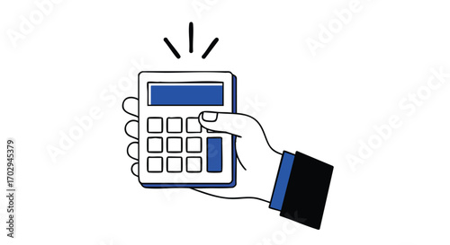Professional hand holding calculator for accurate financial calculations and business success