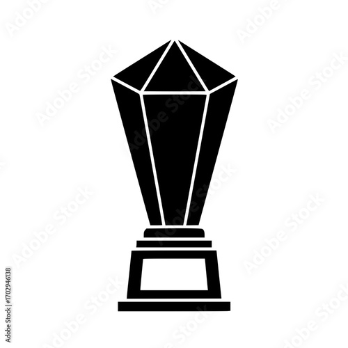 Minimalist vector illustration of a tall trophy award symbol for recognition, success, and competition achievement.