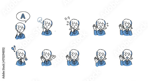 Business professionals express diverse emotions and gestures, perfect for presentations, communication, and idea sharing.