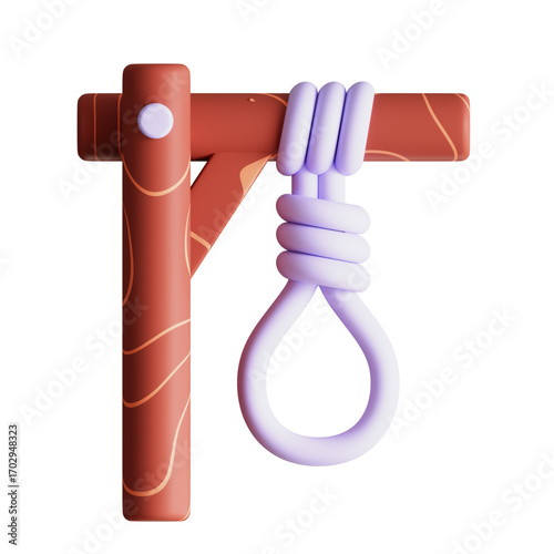 3D Render of a Gallows with a Noose A Digital Illustration of a Hanging Apparatus