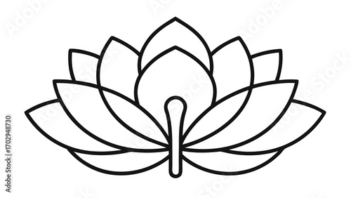 Monoline Vector Sacred Lotus Flower Bud Blooming blossom