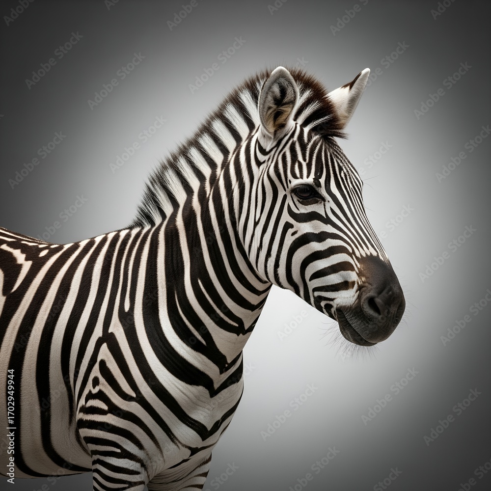 Fototapeta premium Zebras Profile View on Gradient Background