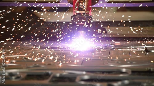Laser cutting of metal with innovative equipment at plant