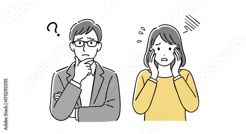 Confused business colleagues ponder important questions, seeking solutions together in professional setting