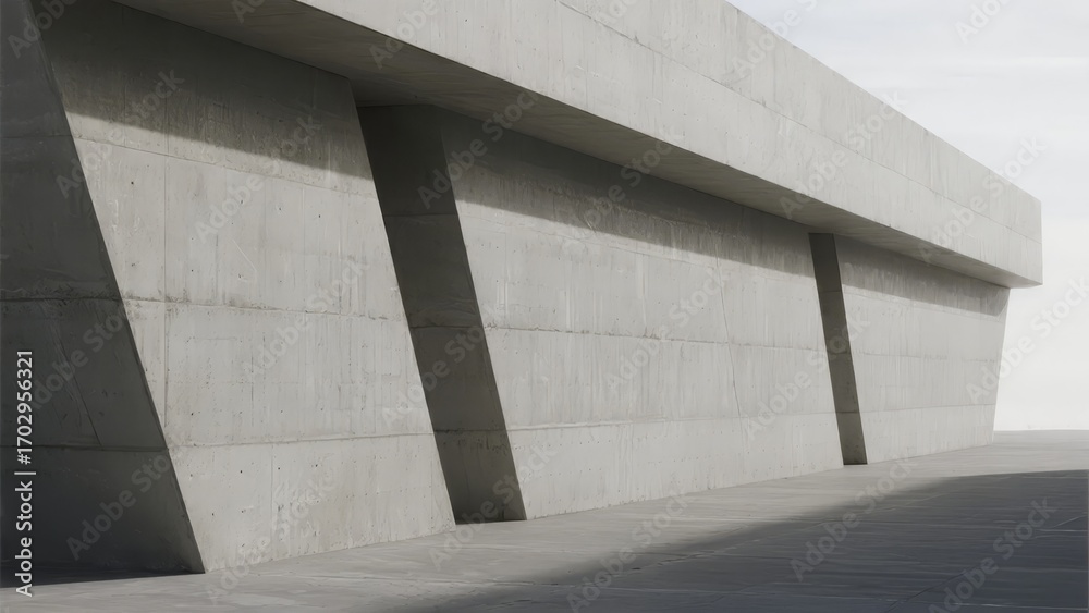 Fototapeta premium Modern Concrete Structure with Angular Design and Shadows