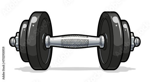 Glossy Dumbbell Illustration on White Background for Fitness and Weightlifting