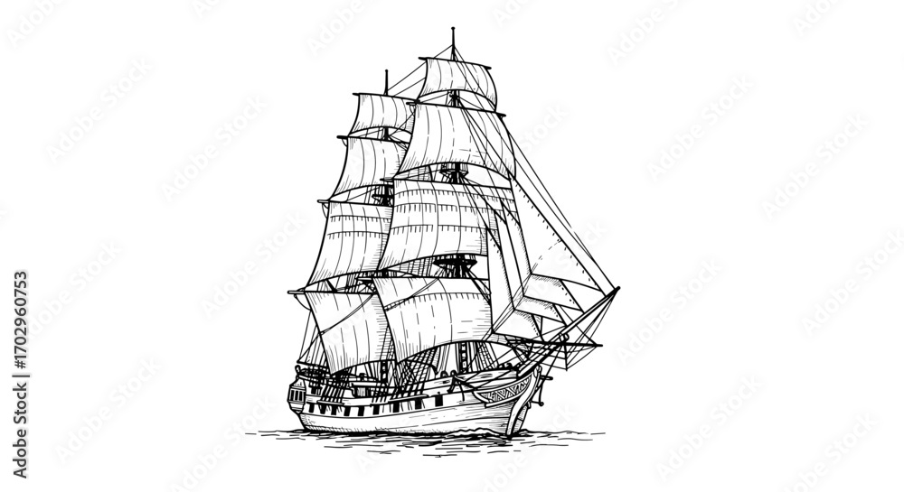 custom made wallpaper toronto digitalDetailed Pen and Ink Sketch of a Classic Sailing Ship