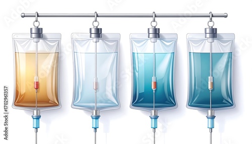 IV bags with different fluids