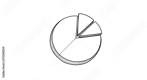 Pie Chart Diagram Sketch Illustration on a Clean White Background