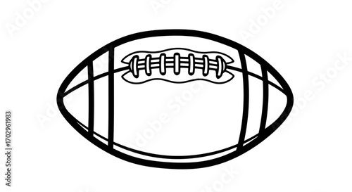 Black and White American Football Graphic Isolated on White