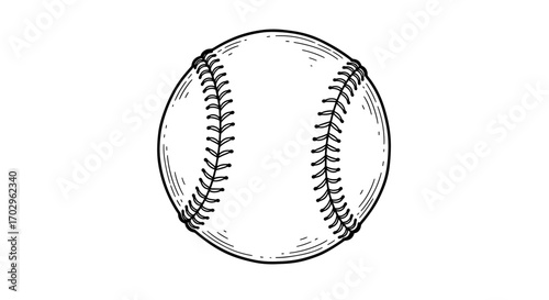 Black and white baseball illustration with vintage etching style