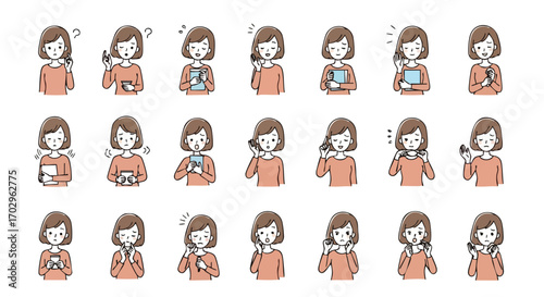Diverse emotions of a young woman experiencing a range of feelings in everyday life scenarios