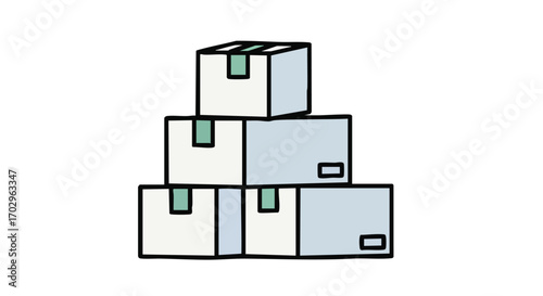 Neat stack of shipping boxes ready for delivery, perfect for e-commerce and logistics promotions