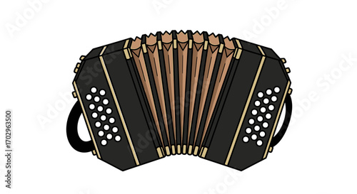Classic Bandoneon Illustration Against White Backdrop for Musical Projects
