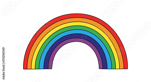 Bright and cheerful rainbow arc illustration against a clean white backdrop
