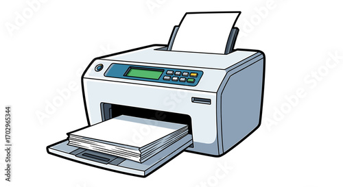 Cartoon Printer Illustration: Clean Design For Home or Office Use