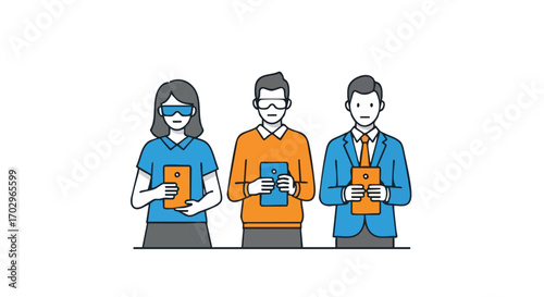 Diverse professionals using tablets for modern communication and collaboration in business settings