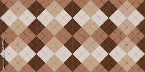 Vector seamless brown argyle checkerboard pattern