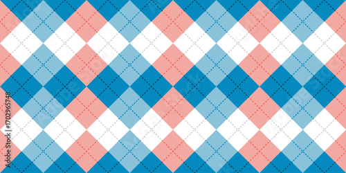 Vector seamless red and blue argyle checkerboard pattern