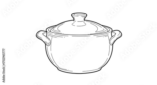 Clean line art drawing of a lidded pot against white background