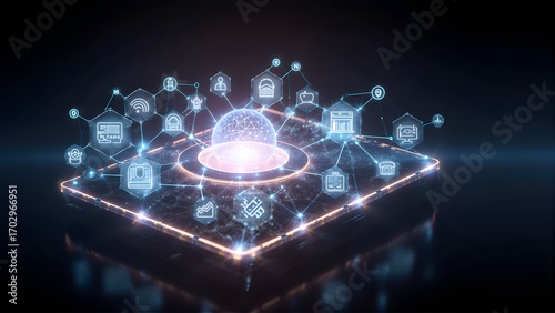 AI Ecosystem Platform Intelligent Marketplace Orchestration Glowing Ecosystem Connections Enterprise Agent Collaboration Network