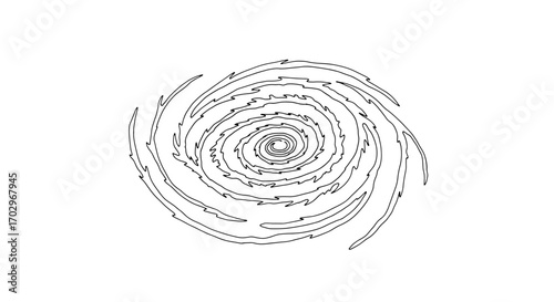 Minimalist Black and White Hurricane Illustration on White Background