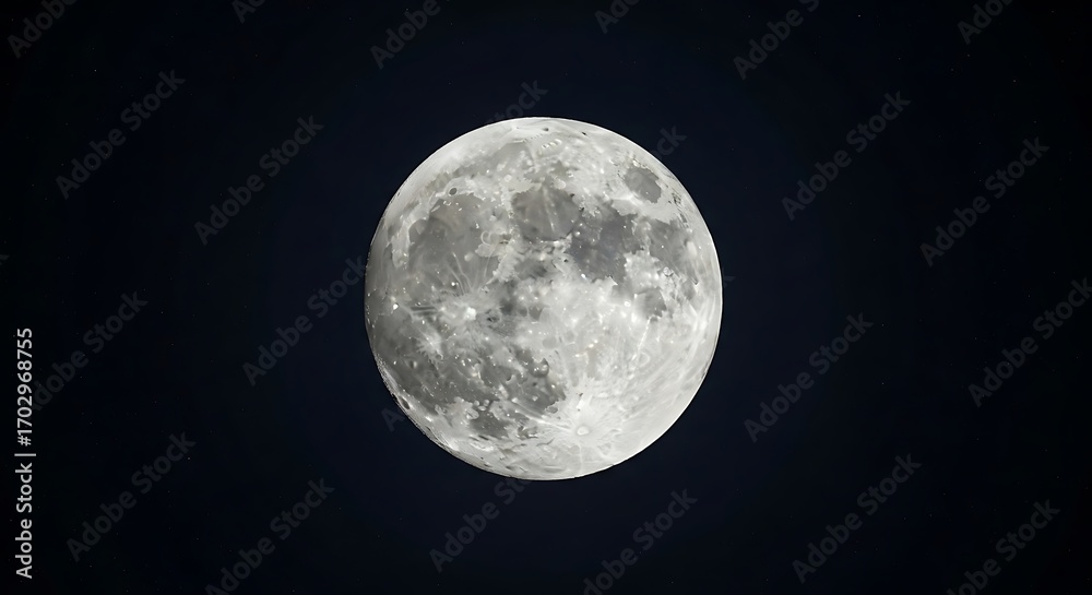 Obraz premium Bright Full Moon in Clear Night Sky with Stars