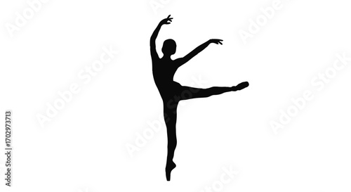 Ballet dancer ballerina silhouette elegant dance pose graceful motion vector illustration classical performance art white background
