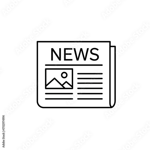 "Newspaper Icon Vector Outline for News and Media Design"