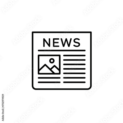 "Newspaper Icon Vector Outline for News and Media Design"