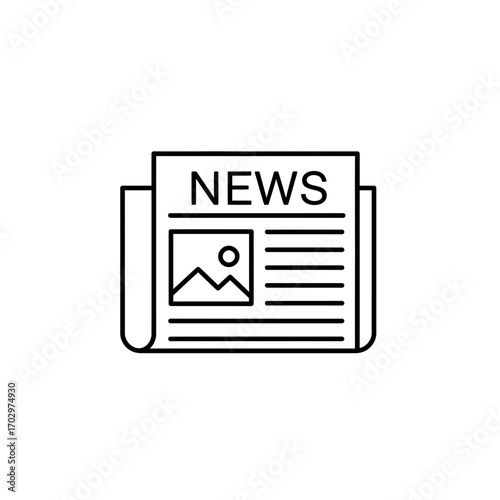 "Newspaper Icon Vector Outline for News and Media Design"
