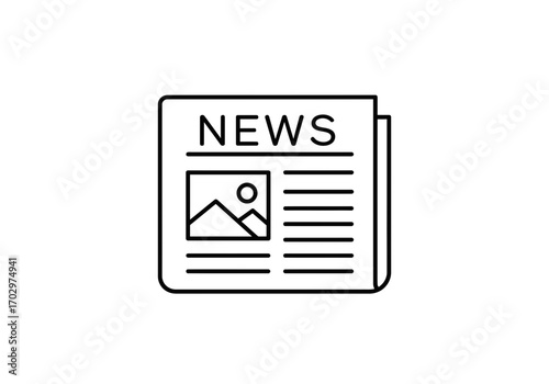 "Newspaper Icon Vector Outline for News and Media Design"