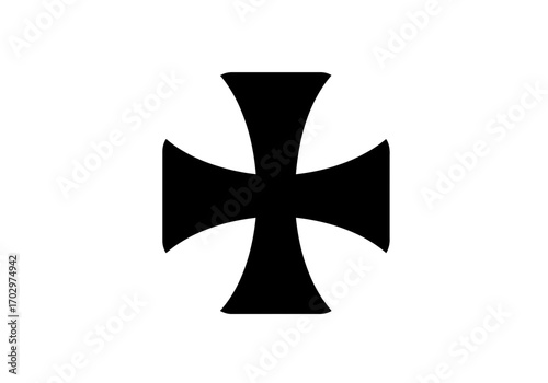 Maltese Cross Icon – Classic Heraldic Symbol Black Silhouette Vector Design