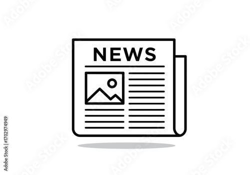 "Newspaper Icon Vector Outline for News and Media Design"