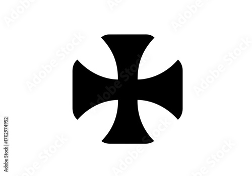 Maltese Cross Icon – Classic Heraldic Symbol Black Silhouette Vector Design