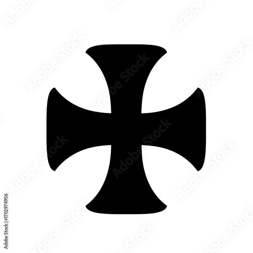 Maltese Cross Icon – Classic Heraldic Symbol Black Silhouette Vector Design