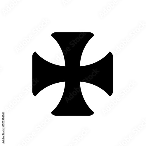 Maltese Cross Icon – Classic Heraldic Symbol Black Silhouette Vector Design