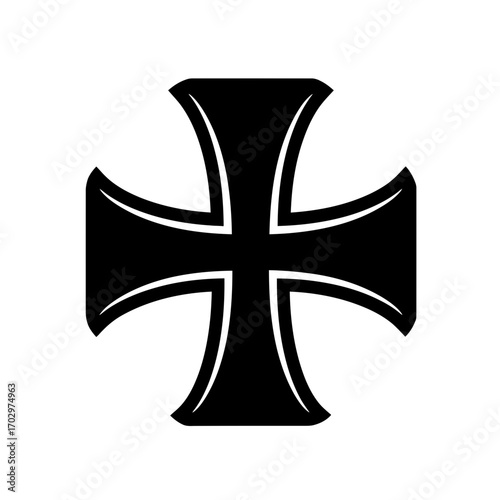 Maltese Cross Icon – Classic Heraldic Symbol Black Silhouette Vector Design
