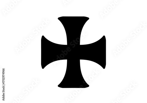 Maltese Cross Icon – Classic Heraldic Symbol Black Silhouette Vector Design