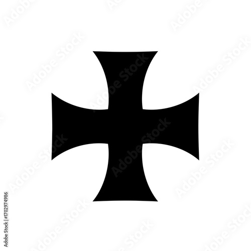 Maltese Cross Icon – Classic Heraldic Symbol Black Silhouette Vector Design