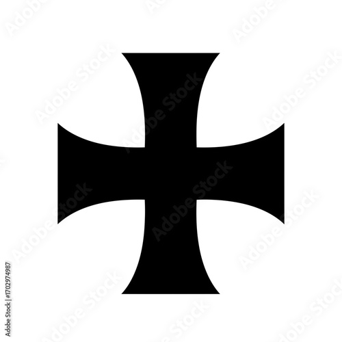 Maltese Cross Icon – Classic Heraldic Symbol Black Silhouette Vector Design