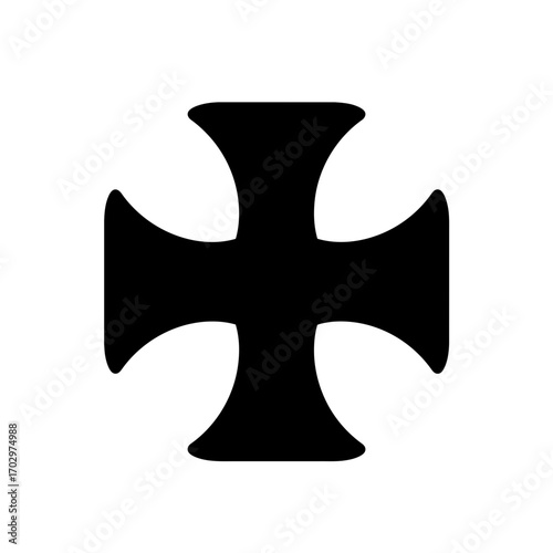 Maltese Cross Icon – Classic Heraldic Symbol Black Silhouette Vector Design