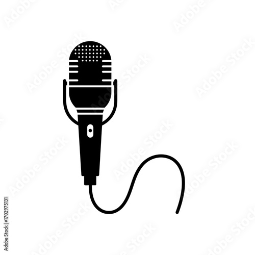 "Microphone Silhouette Vector for Music and Podcast Design"