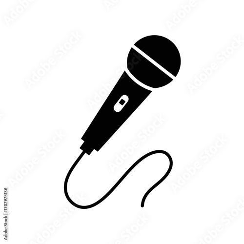 "Microphone Silhouette Vector for Music and Podcast Design"