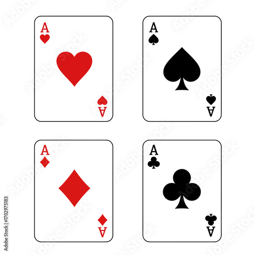 "Playing Cards Four Aces Vector Illustration"
